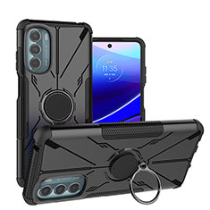 Silikon Hülle Handyhülle und Kunststoff Schutzhülle Hartschalen Tasche mit Magnetisch Fingerring Ständer S03 für Motorola Moto G Stylus (2022) 5G Schwarz