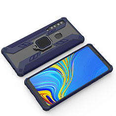 Silikon Hülle Handyhülle und Kunststoff Schutzhülle Hartschalen Tasche mit Magnetisch Fingerring Ständer S03 für Samsung Galaxy A9s Blau