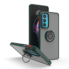 Silikon Hülle Handyhülle und Kunststoff Schutzhülle Hartschalen Tasche mit Magnetisch Fingerring Ständer S04 für Motorola Moto Edge 20 5G Nachtgrün