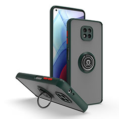 Silikon Hülle Handyhülle und Kunststoff Schutzhülle Hartschalen Tasche mit Magnetisch Fingerring Ständer S04 für Motorola Moto G Power (2021) Nachtgrün