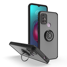 Silikon Hülle Handyhülle und Kunststoff Schutzhülle Hartschalen Tasche mit Magnetisch Fingerring Ständer S04 für Motorola Moto G20 Schwarz