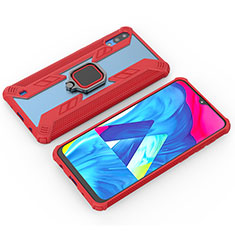 Silikon Hülle Handyhülle und Kunststoff Schutzhülle Hartschalen Tasche mit Magnetisch Fingerring Ständer S04 für Samsung Galaxy M10 Rot