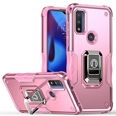 Silikon Hülle Handyhülle und Kunststoff Schutzhülle Hartschalen Tasche mit Magnetisch Fingerring Ständer S05 für Motorola Moto G Pure Pink