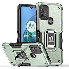 Silikon Hülle Handyhülle und Kunststoff Schutzhülle Hartschalen Tasche mit Magnetisch Fingerring Ständer S05 für Motorola Moto G10 Grün