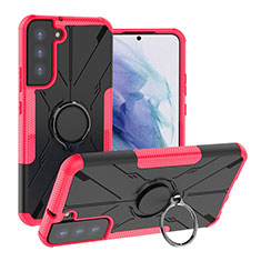 Silikon Hülle Handyhülle und Kunststoff Schutzhülle Hartschalen Tasche mit Magnetisch Fingerring Ständer T08 für Samsung Galaxy S23 Plus 5G Pink