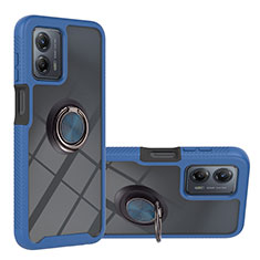 Silikon Hülle Handyhülle und Kunststoff Schutzhülle Hartschalen Tasche mit Magnetisch Fingerring Ständer YB1 für Motorola Moto G53 5G Blau