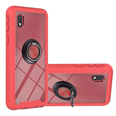 Silikon Hülle Handyhülle und Kunststoff Schutzhülle Hartschalen Tasche mit Magnetisch Fingerring Ständer YB1 für Samsung Galaxy M01 Core Rot