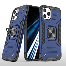 Silikon Hülle Handyhülle und Kunststoff Schutzhülle Hartschalen Tasche mit Magnetisch Fingerring Ständer YF1 für Apple iPhone 13 Pro Blau