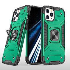 Silikon Hülle Handyhülle und Kunststoff Schutzhülle Hartschalen Tasche mit Magnetisch Fingerring Ständer YF1 für Apple iPhone 13 Pro Max Grün