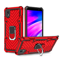 Silikon Hülle Handyhülle und Kunststoff Schutzhülle Hartschalen Tasche mit Magnetisch Fingerring Ständer YF1 für Samsung Galaxy A01 Core Rot