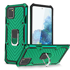 Silikon Hülle Handyhülle und Kunststoff Schutzhülle Hartschalen Tasche mit Magnetisch Fingerring Ständer YF1 für Samsung Galaxy A81 Grün