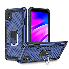 Silikon Hülle Handyhülle und Kunststoff Schutzhülle Hartschalen Tasche mit Magnetisch Fingerring Ständer YF1 für Samsung Galaxy M01 Core Blau