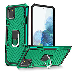 Silikon Hülle Handyhülle und Kunststoff Schutzhülle Hartschalen Tasche mit Magnetisch Fingerring Ständer YF1 für Samsung Galaxy Note 10 Lite Grün