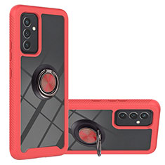 Silikon Hülle Handyhülle und Kunststoff Schutzhülle Hartschalen Tasche mit Magnetisch Fingerring Ständer ZJ1 für Samsung Galaxy A82 5G Rot
