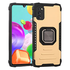 Silikon Hülle Handyhülle und Kunststoff Schutzhülle Hartschalen Tasche mit Magnetisch Fingerring Ständer ZJ2 für Samsung Galaxy A41 Gold