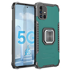 Silikon Hülle Handyhülle und Kunststoff Schutzhülle Hartschalen Tasche mit Magnetisch Fingerring Ständer ZJ2 für Samsung Galaxy A51 5G Grün