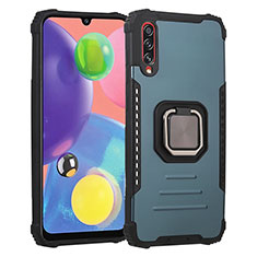 Silikon Hülle Handyhülle und Kunststoff Schutzhülle Hartschalen Tasche mit Magnetisch Fingerring Ständer ZJ2 für Samsung Galaxy A70 Grün