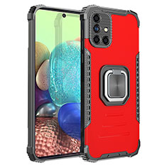 Silikon Hülle Handyhülle und Kunststoff Schutzhülle Hartschalen Tasche mit Magnetisch Fingerring Ständer ZJ2 für Samsung Galaxy A71 5G Rot