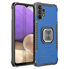 Silikon Hülle Handyhülle und Kunststoff Schutzhülle Hartschalen Tasche mit Magnetisch Fingerring Ständer ZJ2 für Samsung Galaxy M32 5G Blau