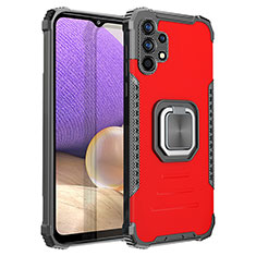 Silikon Hülle Handyhülle und Kunststoff Schutzhülle Hartschalen Tasche mit Magnetisch Fingerring Ständer ZJ2 für Samsung Galaxy M32 5G Rot