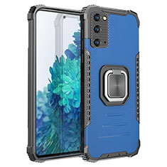 Silikon Hülle Handyhülle und Kunststoff Schutzhülle Hartschalen Tasche mit Magnetisch Fingerring Ständer ZJ2 für Samsung Galaxy S20 FE 4G Blau