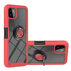 Silikon Hülle Handyhülle und Kunststoff Schutzhülle Hartschalen Tasche mit Magnetisch Fingerring Ständer ZJ5 für Samsung Galaxy A22 5G Rot