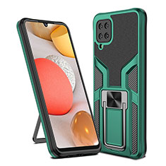 Silikon Hülle Handyhülle und Kunststoff Schutzhülle Hartschalen Tasche mit Magnetisch Fingerring Ständer ZL1 für Samsung Galaxy A12 Grün