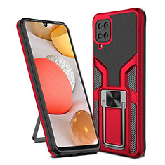 Silikon Hülle Handyhülle und Kunststoff Schutzhülle Hartschalen Tasche mit Magnetisch Fingerring Ständer ZL1 für Samsung Galaxy A12 Nacho Rot