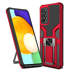 Silikon Hülle Handyhülle und Kunststoff Schutzhülle Hartschalen Tasche mit Magnetisch Fingerring Ständer ZL1 für Samsung Galaxy A52 4G Rot