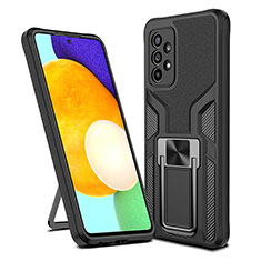 Silikon Hülle Handyhülle und Kunststoff Schutzhülle Hartschalen Tasche mit Magnetisch Fingerring Ständer ZL1 für Samsung Galaxy A52 4G Schwarz