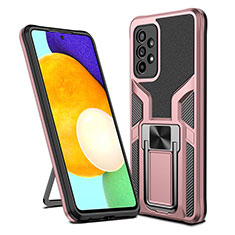 Silikon Hülle Handyhülle und Kunststoff Schutzhülle Hartschalen Tasche mit Magnetisch Fingerring Ständer ZL1 für Samsung Galaxy A52 5G Rosegold