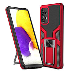 Silikon Hülle Handyhülle und Kunststoff Schutzhülle Hartschalen Tasche mit Magnetisch Fingerring Ständer ZL1 für Samsung Galaxy A72 4G Rot