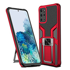 Silikon Hülle Handyhülle und Kunststoff Schutzhülle Hartschalen Tasche mit Magnetisch Fingerring Ständer ZL1 für Samsung Galaxy S20 Plus 5G Rot