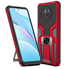 Silikon Hülle Handyhülle und Kunststoff Schutzhülle Hartschalen Tasche mit Magnetisch Fingerring Ständer ZL1 für Xiaomi Mi 10i 5G Rot