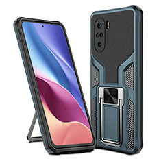 Silikon Hülle Handyhülle und Kunststoff Schutzhülle Hartschalen Tasche mit Magnetisch Fingerring Ständer ZL1 für Xiaomi Mi 11i 5G Cyan