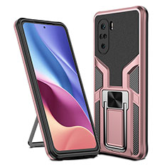 Silikon Hülle Handyhülle und Kunststoff Schutzhülle Hartschalen Tasche mit Magnetisch Fingerring Ständer ZL1 für Xiaomi Mi 11X 5G Rosegold