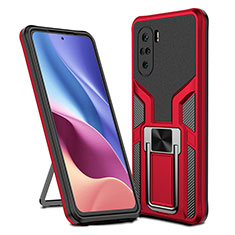 Silikon Hülle Handyhülle und Kunststoff Schutzhülle Hartschalen Tasche mit Magnetisch Fingerring Ständer ZL1 für Xiaomi Redmi K40 Pro+ Plus 5G Rot