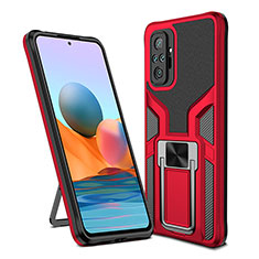 Silikon Hülle Handyhülle und Kunststoff Schutzhülle Hartschalen Tasche mit Magnetisch Fingerring Ständer ZL1 für Xiaomi Redmi Note 10 Pro Max Rot