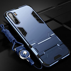 Silikon Hülle Handyhülle und Kunststoff Schutzhülle Hartschalen Tasche mit Magnetisch Ständer A01 für Huawei Mate 40 Lite 5G Blau