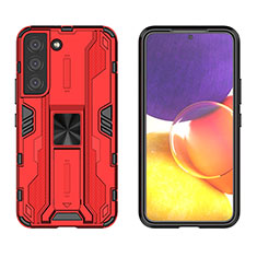 Silikon Hülle Handyhülle und Kunststoff Schutzhülle Hartschalen Tasche mit Magnetisch Ständer A03 für Samsung Galaxy S22 Plus 5G Rot