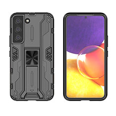 Silikon Hülle Handyhülle und Kunststoff Schutzhülle Hartschalen Tasche mit Magnetisch Ständer A03 für Samsung Galaxy S22 Plus 5G Schwarz