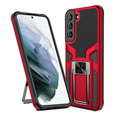 Silikon Hülle Handyhülle und Kunststoff Schutzhülle Hartschalen Tasche mit Magnetisch Ständer A05 für Samsung Galaxy S21 Plus 5G Rot
