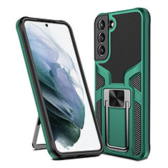 Silikon Hülle Handyhülle und Kunststoff Schutzhülle Hartschalen Tasche mit Magnetisch Ständer A05 für Samsung Galaxy S22 5G Grün