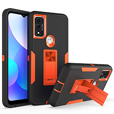 Silikon Hülle Handyhülle und Kunststoff Schutzhülle Hartschalen Tasche mit Magnetisch Ständer für Motorola Moto G Pure Orange