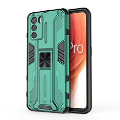 Silikon Hülle Handyhülle und Kunststoff Schutzhülle Hartschalen Tasche mit Magnetisch Ständer für Oppo K9 Pro 5G Grün