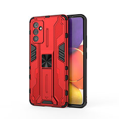 Silikon Hülle Handyhülle und Kunststoff Schutzhülle Hartschalen Tasche mit Magnetisch Ständer für Samsung Galaxy A54 5G Rot