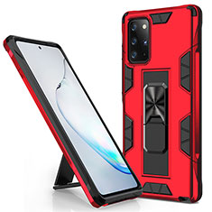Silikon Hülle Handyhülle und Kunststoff Schutzhülle Hartschalen Tasche mit Magnetisch Ständer für Samsung Galaxy Note 20 Plus 5G Rot