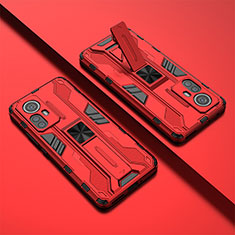 Silikon Hülle Handyhülle und Kunststoff Schutzhülle Hartschalen Tasche mit Magnetisch Ständer für Xiaomi Mi 12 5G Rot