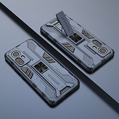 Silikon Hülle Handyhülle und Kunststoff Schutzhülle Hartschalen Tasche mit Magnetisch Ständer für Xiaomi Mi 12S Pro 5G Blau