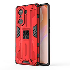 Silikon Hülle Handyhülle und Kunststoff Schutzhülle Hartschalen Tasche mit Magnetisch Ständer KC1 für Huawei Honor 60 Pro 5G Rot